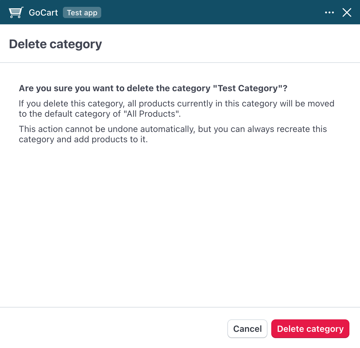 Delete Category Confirmation