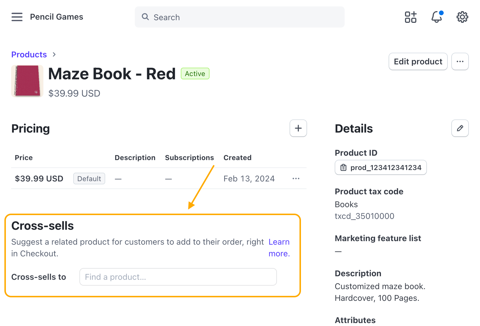 Cross-Selling Stripe Settings