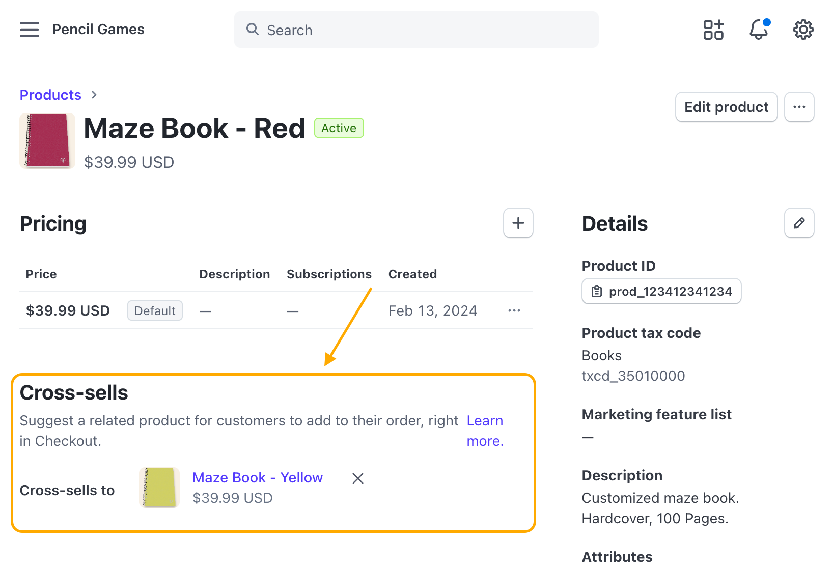 Cross-Selling Stripe Settings