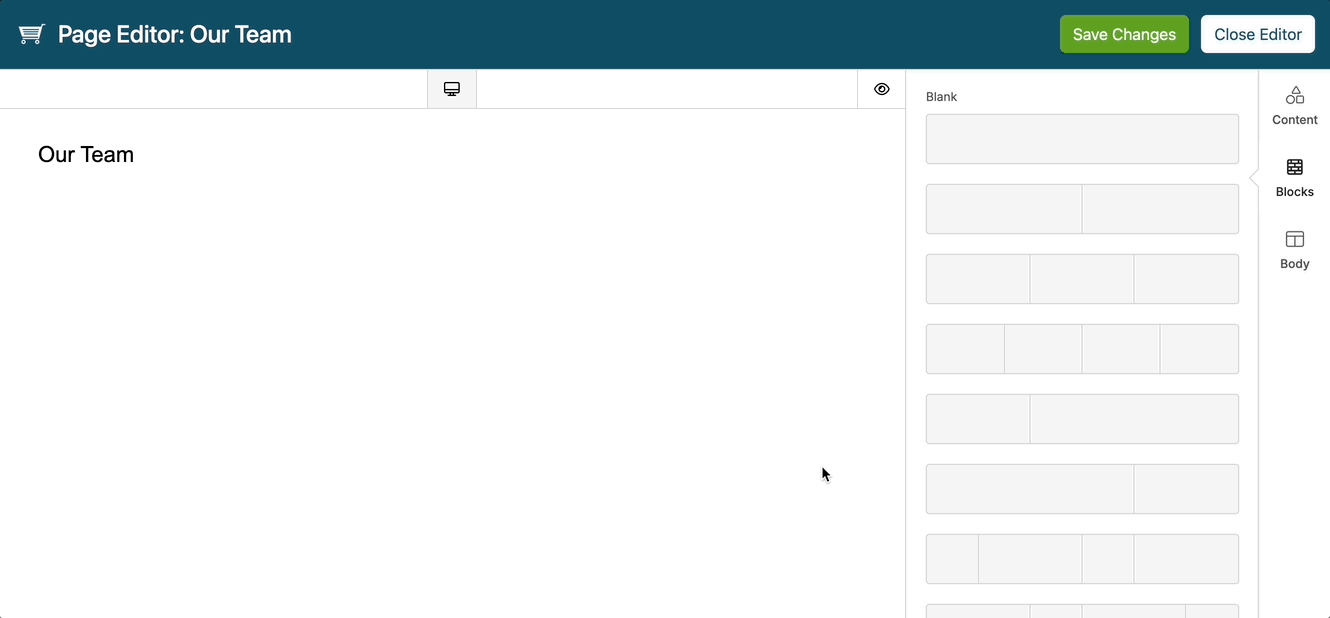 Custom Page Editor Blocks Add