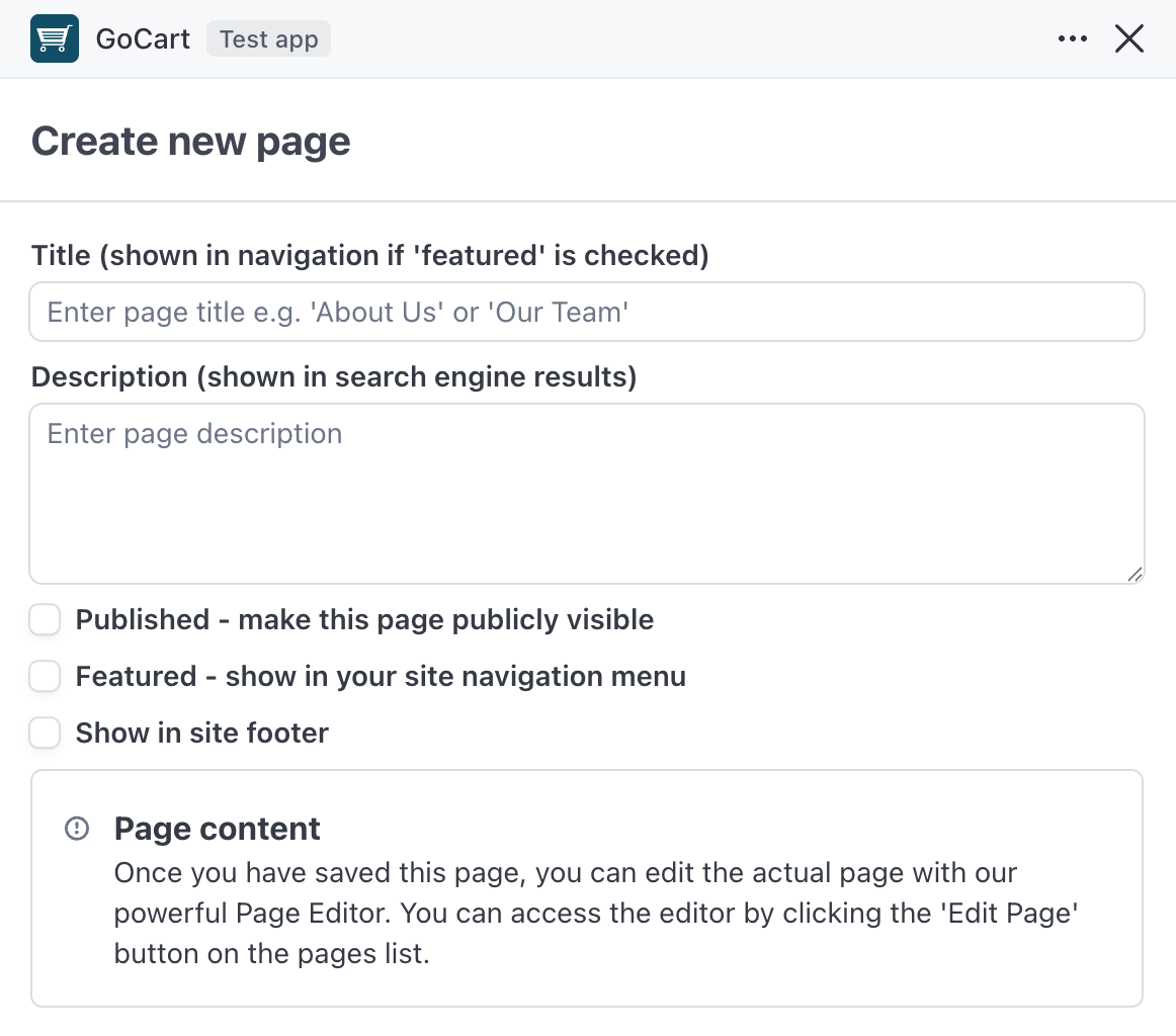 Custom Pages Form