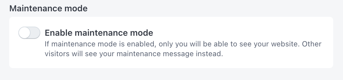 Maintenance Mode Setting