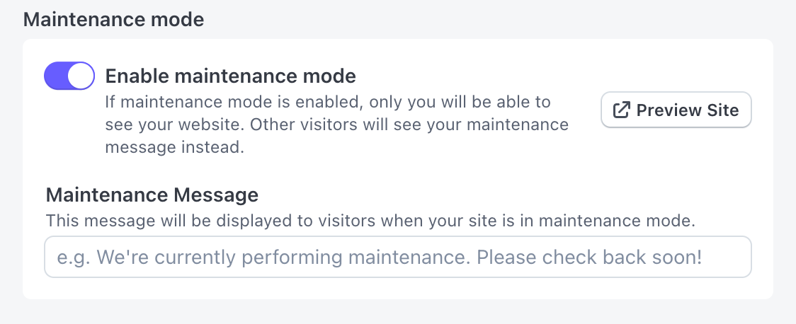 Maintenance Mode Setting