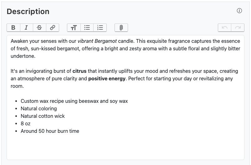 Product Description Editor