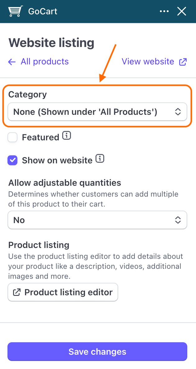 Product Listing Category